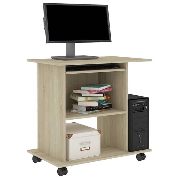 vidaXL computerbord, Sonoma eg, 80x50x75 cm, spånplade