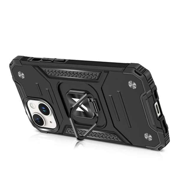 Ring Armor sølvfarvet cover med fingerring til iPhone 15 Plus