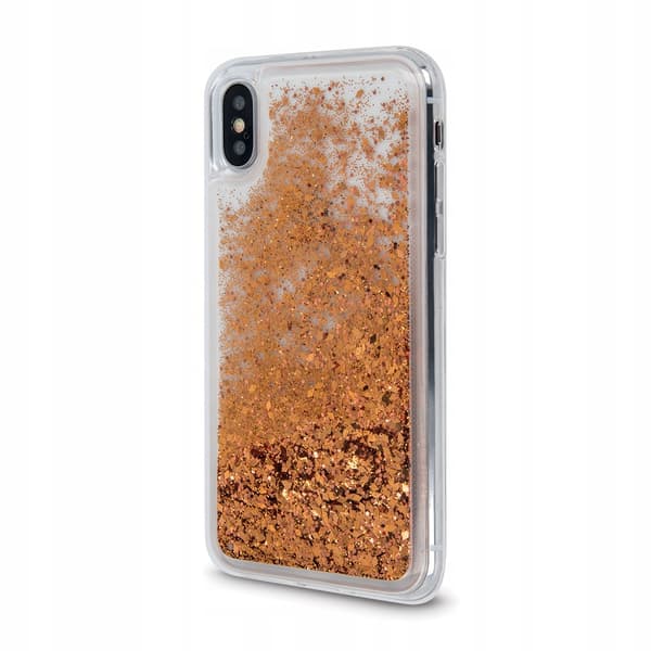 FLYDENDE GULD GLITTERETUIL TIL IPHONE 14 + GLAS