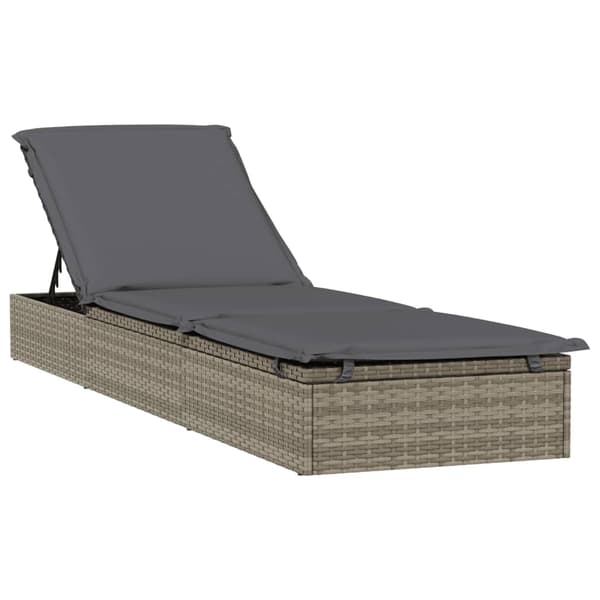 vidaXL 2-sits solfåtölj med bord, grå, polyrotting