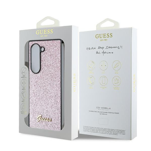 Guess 4G Glitter Script-skal till Galaxy Z Fold6, Rosa