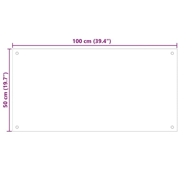 vidaXL Skyddspanel för kök, transparent, 100x50 cm, glas