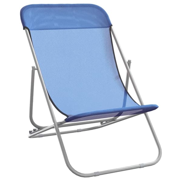vidaXL foldbare strandstole, sæt med 2, blå, textilene og stål