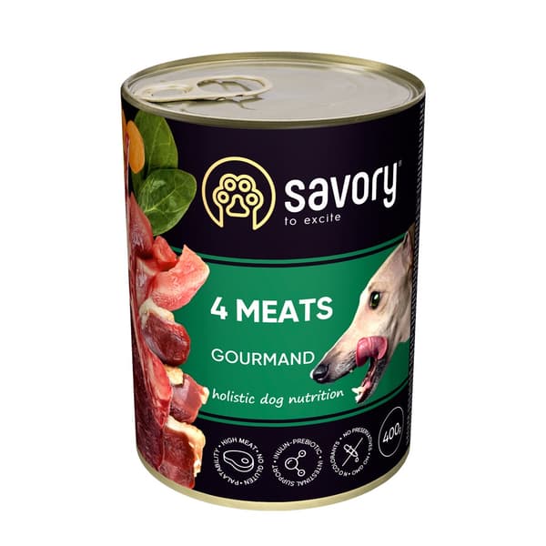 Salta våtfoder för hundar för vuxna, 4 köttsorter, alla raser, 400 g