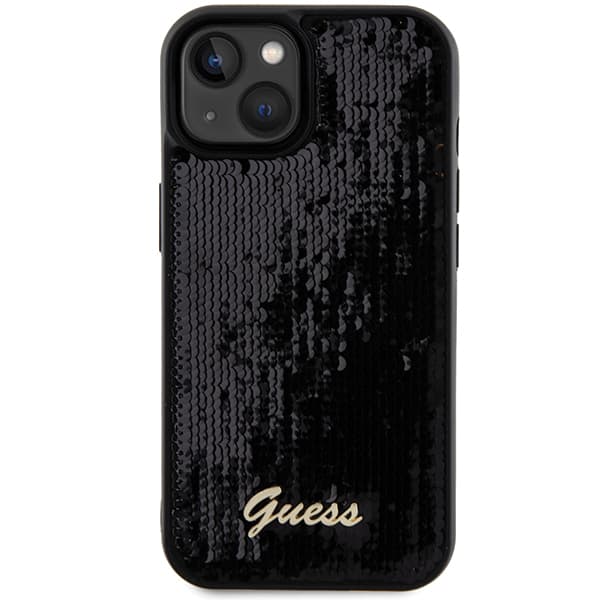 Guess Sequin Script Metal-skal till iPhone 14, svart