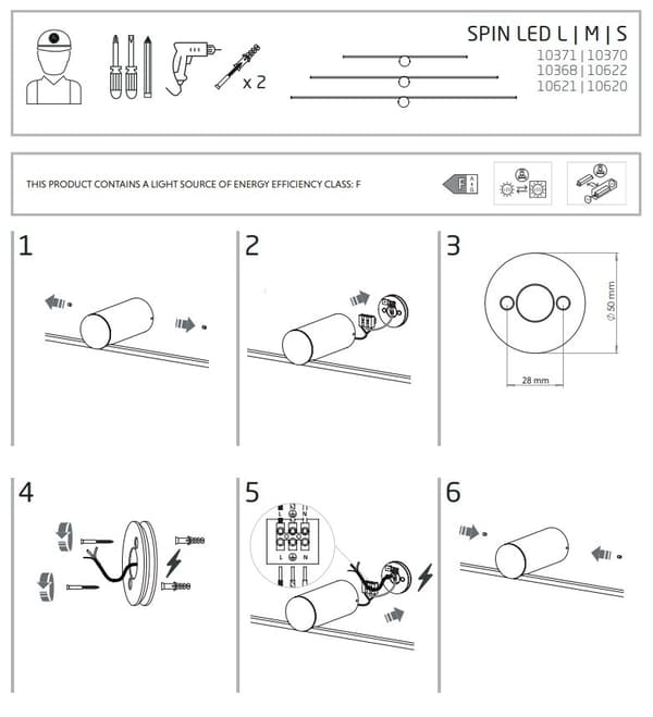 SPIN væglampe sort 14W LED 4000K 99cm