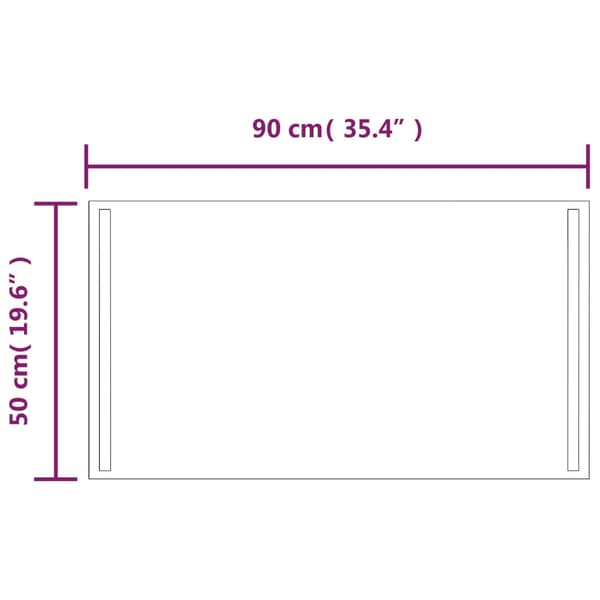 vidaXL Badrumsspegel med LED, 50x90 cm