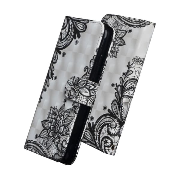 Pung-etui til Samsung Galaxy S20 FE, Lyse Spots Dekor, Sort Blomst