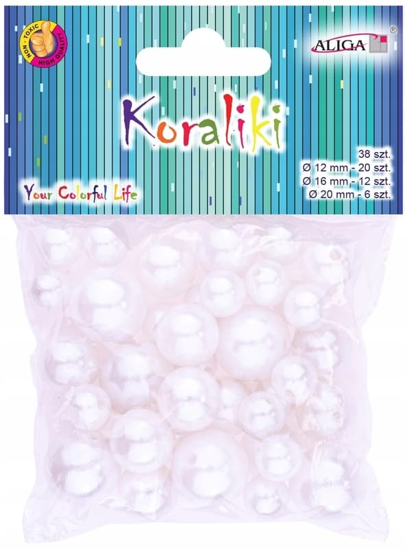 Plastikperleperler, diameter 14 mm, diameter 3 mm