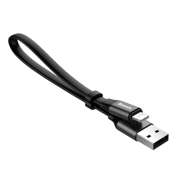 Platt USB-kabel iPhone Lightning-kabel med hållare 2A 23CM Svart