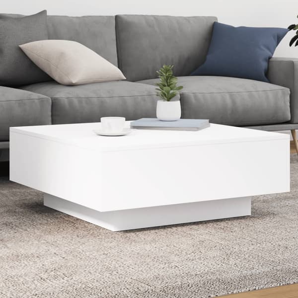 vidaXL sofabord, hvid, 80x80x31 cm, spånplade