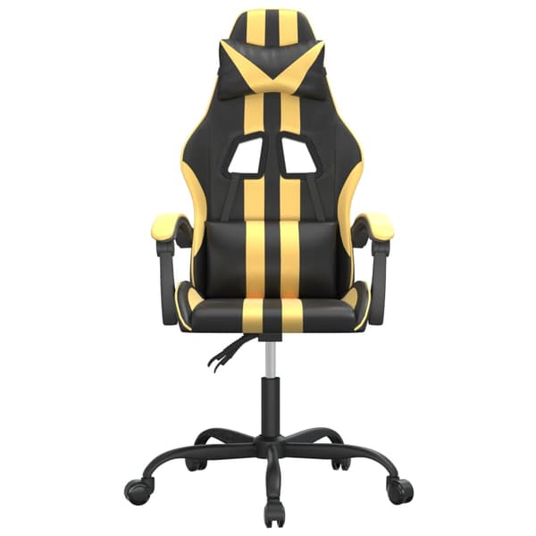 vidaXL drejelig gamingstol, sort og guld, kunstlæder