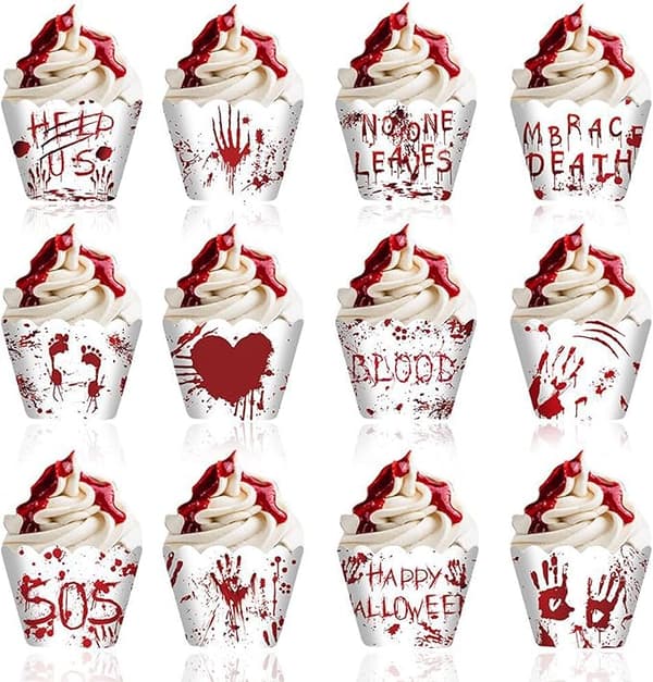 12x Halloween Blodskräcksmuffinsformar