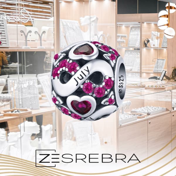 Berlocker månad juli silver pr 925 pärla hänge silverpärlor