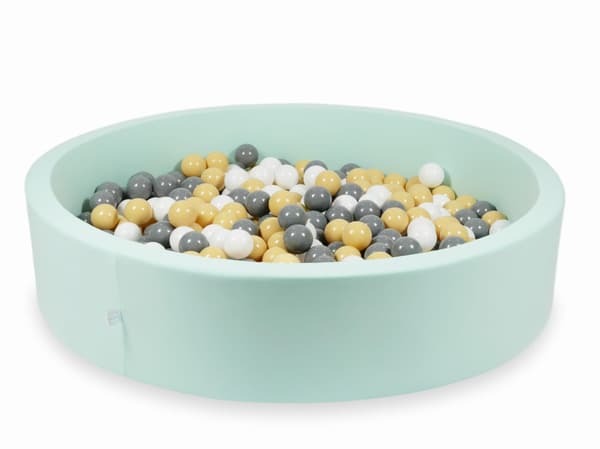 Dry mint pool 130x30 med 600 bollar: beige, grå, vit