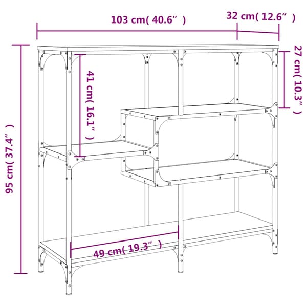 vidaXL konsolbord brunt egetræ 103x32x95 cm