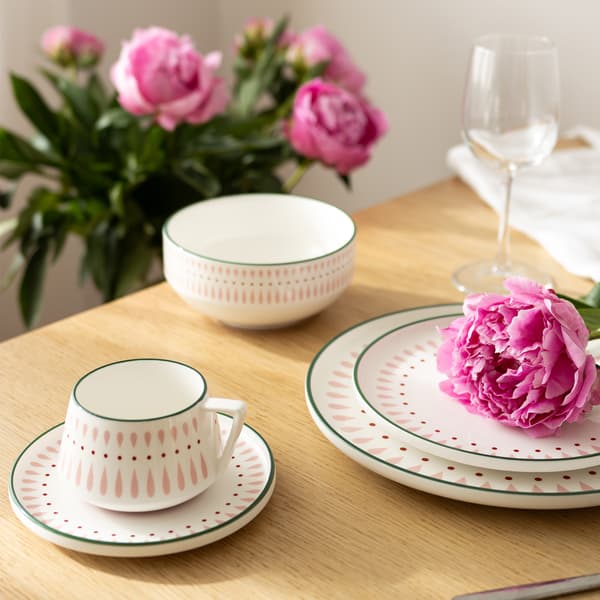 LEA porslinsfrukosttallrik 20 cm grönrosa DUKA