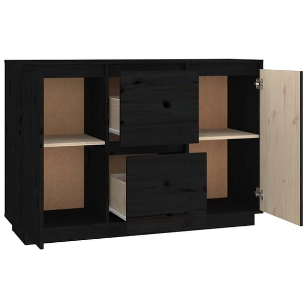 vidaXL kommode, sort, 111x34x75 cm, fyrretræ