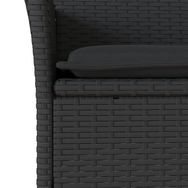 vidaXL havemøbelsæt med 3 dele og hynder, sort, polyrattan