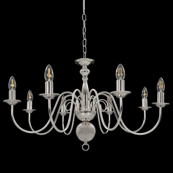 vidaXL Ljuskrona, Silver, 8 E14-lampor