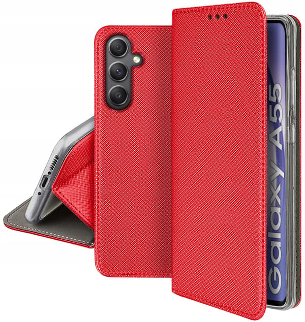 Etui til Samsung Galaxy A55 5G SMART MAGNET BOOKETUI RØD + Glas