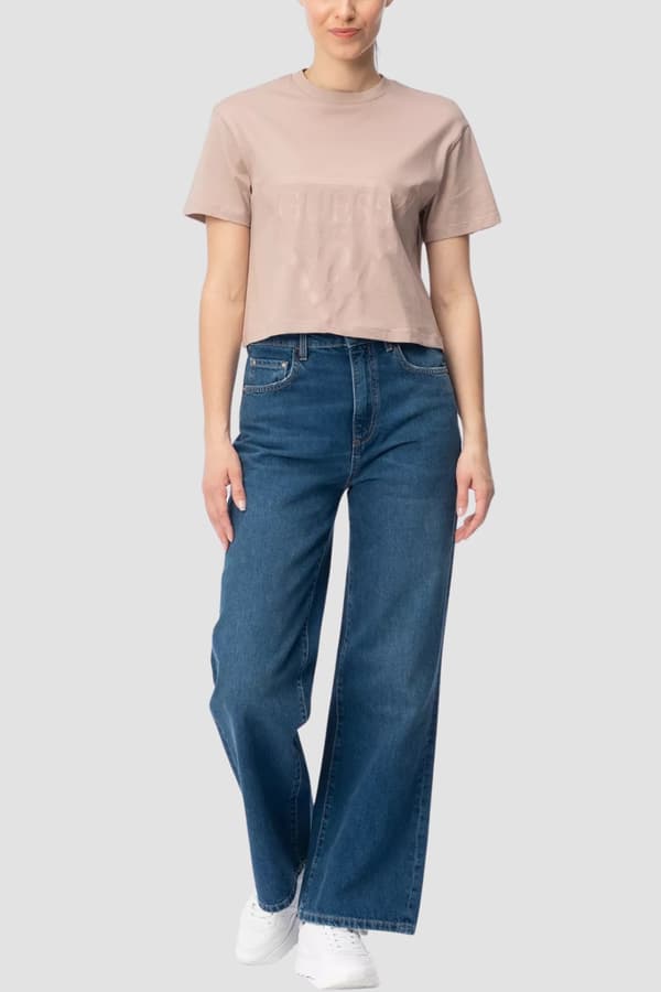Guess Pink Bomuld Dame T-shirt Adele Crop M