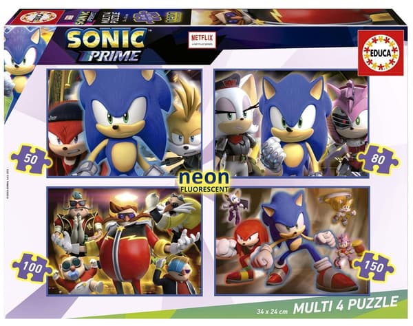 4in1 Sonic Prime -palapeli (fluoresoiva)