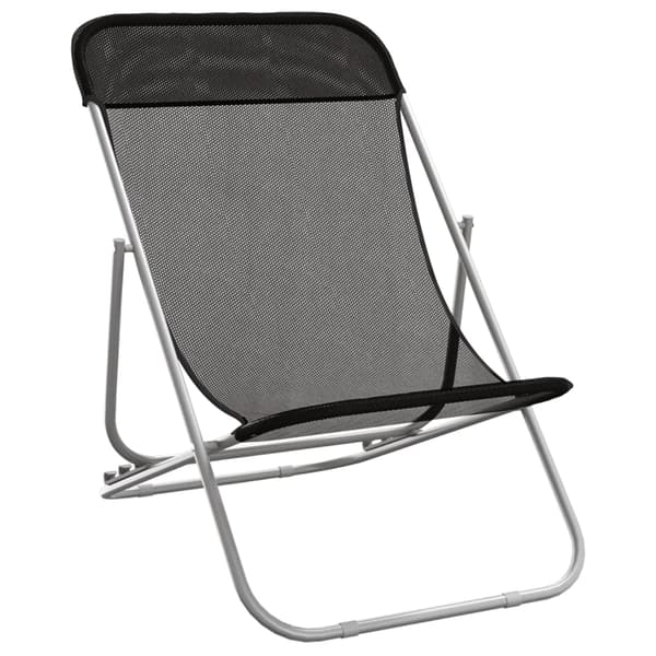 vidaXL foldbare strandstole, sæt med 2, sort, textilene og stål