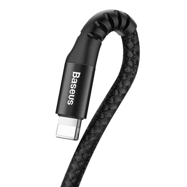 iPhone-kabel med fjeder USB - Lightning Fish Eye 1m sort
