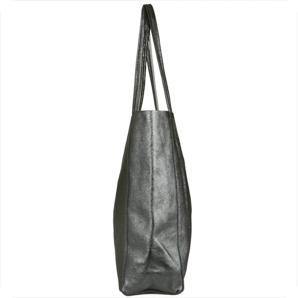 Lätt shoppingväska i läder, grafitmetallic