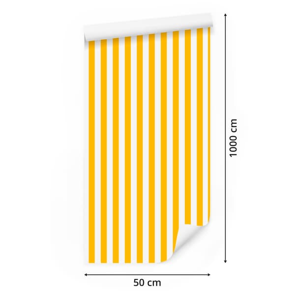 Guld- och krämfärgade randiga tapeter för vardagsrum och sovrum 50x1000 cm