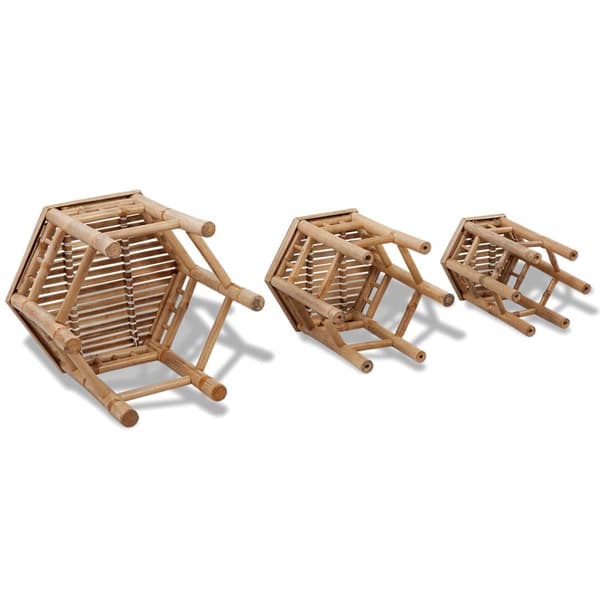 vidaXL Trädgårdspallar, set om 3, bambu