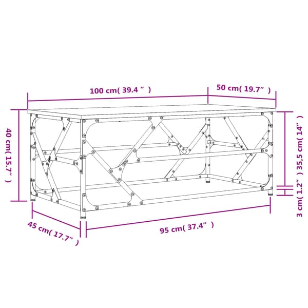 vidaXL sofabord brunt egetræ 100x50x40 cm