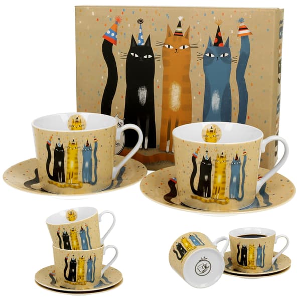 2 kopper med underkopper Cat's World PARTY 230 ml