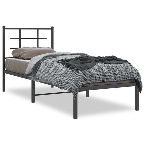 vidaXL metalsengestel med hovedgærde sort 75x190 cm