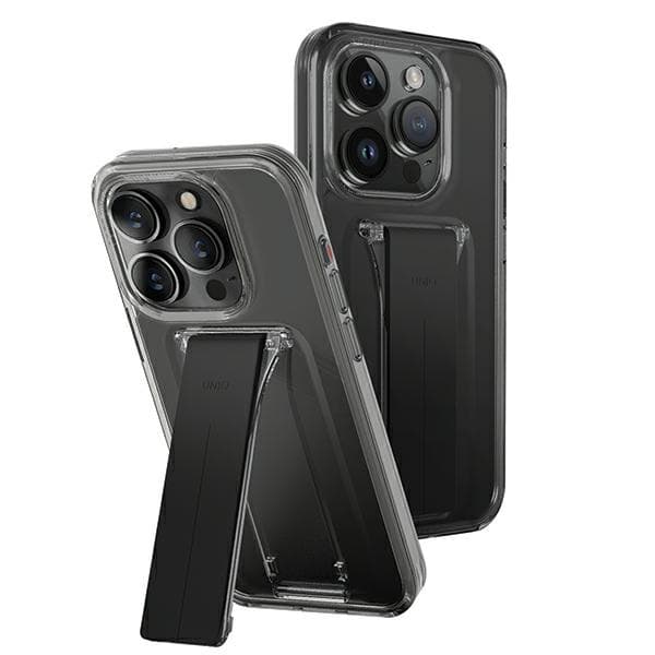 UNIQ Heldro Mount-cover med stativ iPhone15 Pro Max 6,7" røg/damp røg