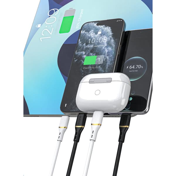 Silikonekabel USB-A - USB-C 5A 1m - hvid