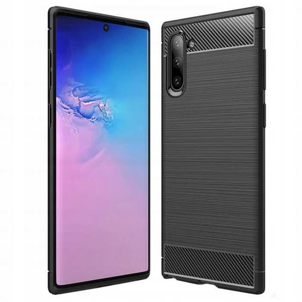 Etui til Samsung GALAXY NOTE 10 SILIKONE MAT SORT BAGSIDER + GLAS
