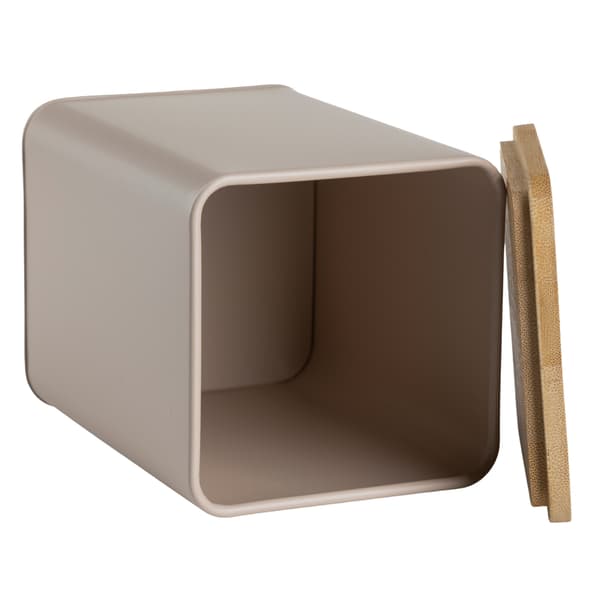 Beige sukkerbeholder med bambuslåg