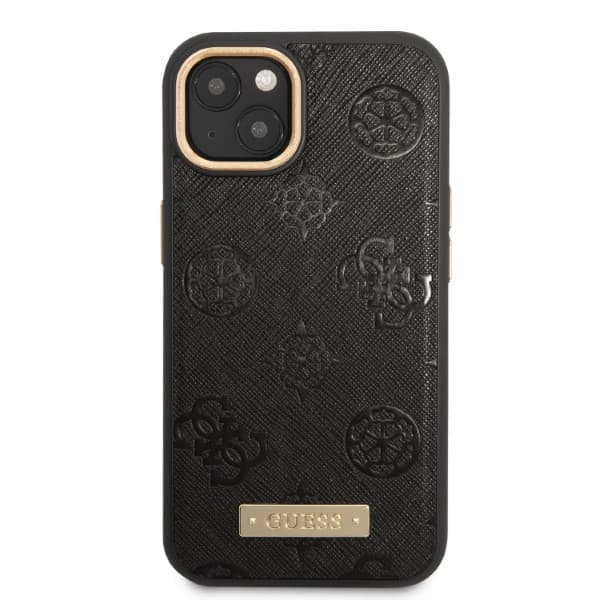 Guess Peony Logo Plate MagSafe-etui til iPhone 13, sort