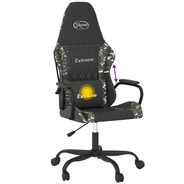 vidaXL massage-gamingstol, sort og camouflage, kunstlæder