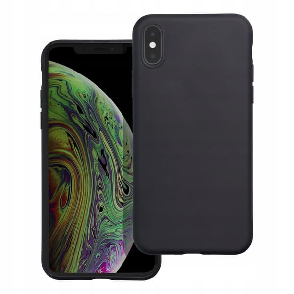 Etui til iPhone X/XS Sort, Mat, Tyndt Hus, Silikone + 9H GLAS