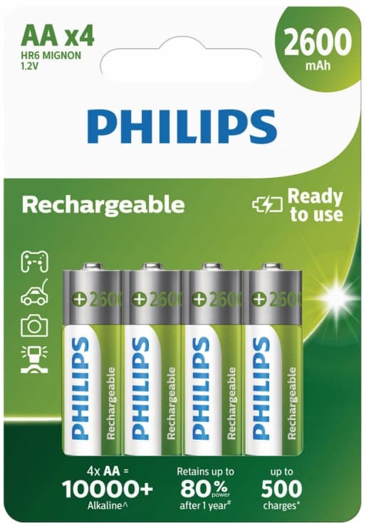 NiMH-batteri Philips AA R6 2600 mAh 4 stk.