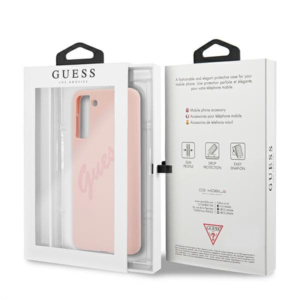 Guess Script Vintage-skal till Galaxy S21+, rosa