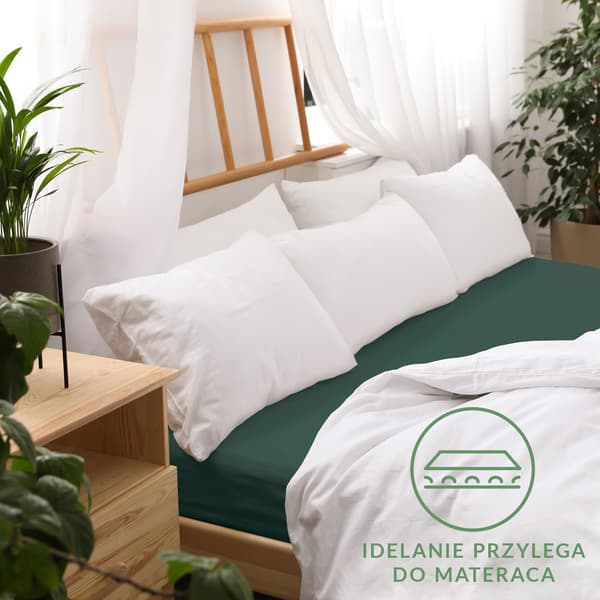 Stræklagen 180x200 elastisk JERSEY 100% BOMULD mørkegrøn