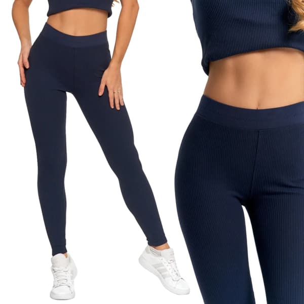 Dameleggings i bomuld med bred elastisk linning, elastisk pasform, MORAJ L NAVY