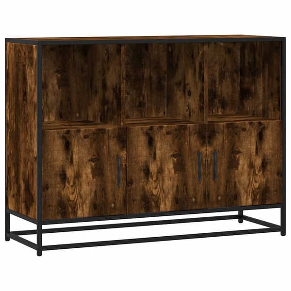 vidaXL kommode, røget eg, 100x35x76 cm, træbaseret materiale