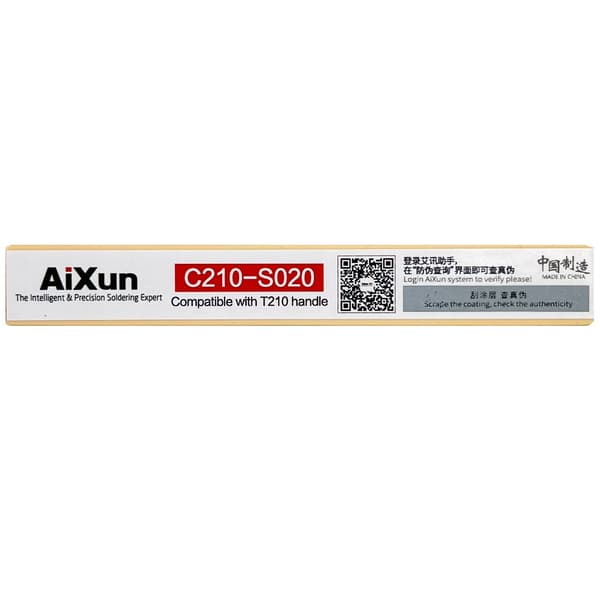 Aixun C210-S020 precisionslödspets, böjd, S-typ, 0,2 mm, 78,28 mm lång