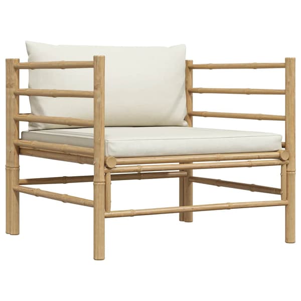 vidaXL havesofa, cremefarvede hynder, bambus