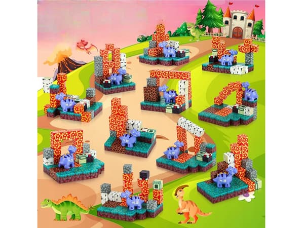 Magnetiska byggklossar Pixele Dinosauriekuber 48 bitar